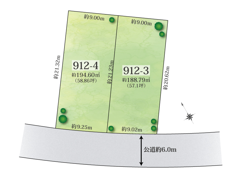 建築条件付土地分譲　緑区亀が洞二丁目（2区画） 販売区画図
