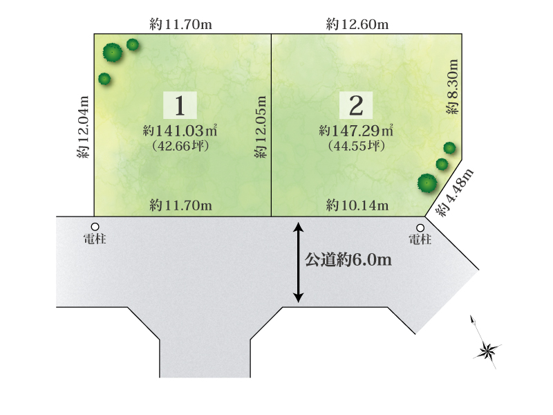 建築条件付土地分譲　緑区徳重三丁目 販売区画図
